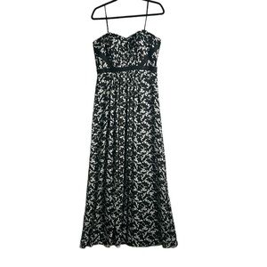 Adrianna papell Hailey black  white printed  sheer lmaxi dress size 12 s…